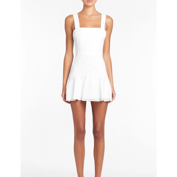 Amanda Uprichard Annalise Dress in White ANNALISE MINI DRESS IN GINGHAM ORGANZA - Picture 2 of 16